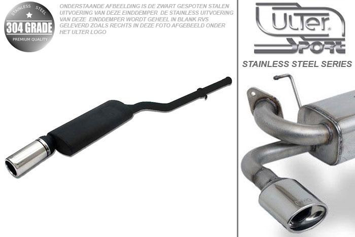 Ulter Sport, Einddemper, Geheel RVS, Enkel Rond 100mm, BMW, E36, 316i 73kW, 318i 85kW, 12/90-12/98, SEDAN.TOURING.CABRIO.COUPE, Pasklaar, Past op originele middendemper/katalysator