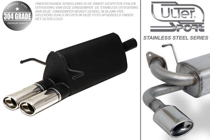 Ulter Sport, Einddemper, Geheel RVS, Dubbel Ovaal 95x65mm, Opel, ASTRA-H, 1.4i 66kW, 1.6i 77kW, 1.8i 92kW, 2003-  HATCHBACK 5D. GTC WITHOUT CUT OUT IN BUMPER, Pasklaar, Past op originele middendemper/katalysator