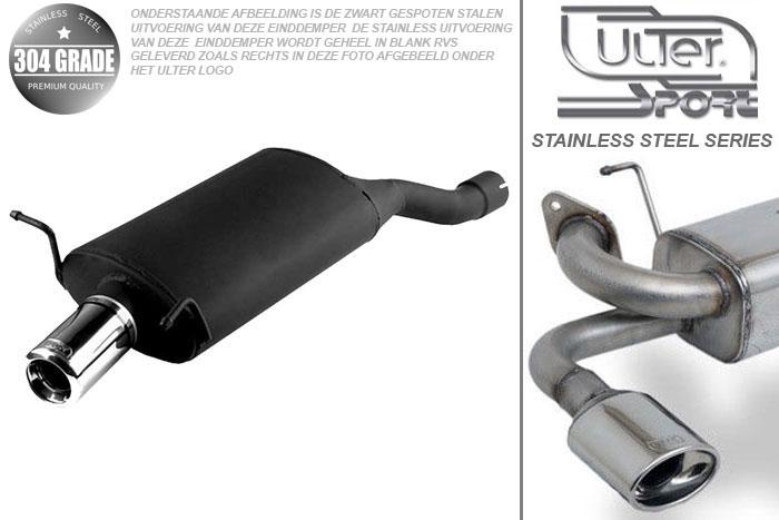 Ulter Sport, Einddemper, Geheel RVS, Enkel Rond 80mm, BMW, E46 COMPACT, 320td 110kW, 02-, Pasklaar, Past op originele middendemper/katalysator