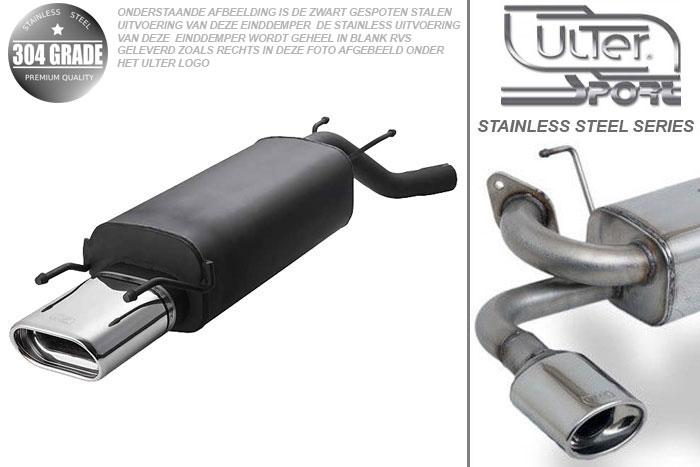Ulter Sport, Einddemper, Geheel RVS, Enkel plat ovaal 145x75mm, Opel, OPEL OMEGA-B, 2.0 85/100kW, 94-, SEDAN, Pasklaar, Past op originele middendemper/katalysator