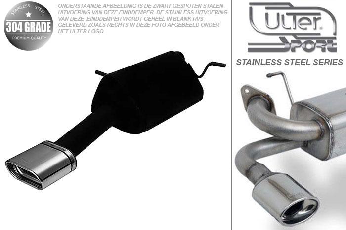Ulter Sport, Einddemper, Geheel RVS, Enkel plat ovaal 145x75mm, Citroen, C4, 1.6 80kW, 2004-   HATCHBACK 3D, Pasklaar, Past op originele middendemper/katalysator