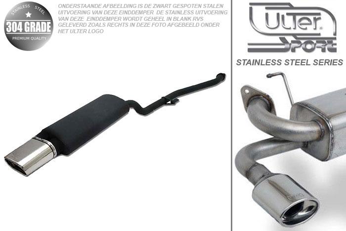 Ulter Sport, Einddemper, Geheel RVS, Enkel plat ovaal 145x75mm, BMW, E30   4-CYL., 316i 73kW, 318i 75kW, 09/87-08/91, SEDAN +TOURING, Pasklaar, Past op originele middendemper/katalysator
