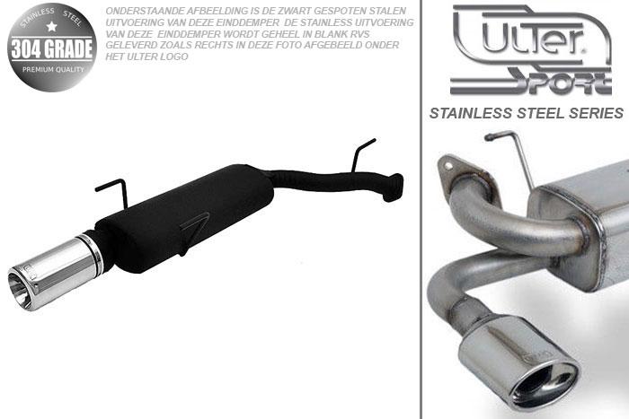 Ulter Sport, Einddemper, Geheel RVS, Enkel Rond 100mm, Opel, VECTRA-B, 1.6 16V 74kW, 1.8 16V 85kW, 2.0 16V 100kW, 09/95-09/99, Hatchback.   Sedan, Pasklaar, Past op originele middendemper/katalysator