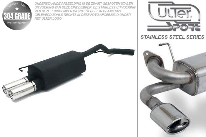 Ulter Sport, Einddemper, Geheel RVS, Dubbel Rond 80mm, Audi, AUDI A3, 1.9 TDi 66/74/81/96kW, 1.6 74/75kW, 1.8 92kW, 09/96-05/03, Pasklaar, Past op originele middendemper/katalysator