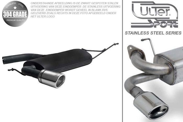 Ulter Sport, Einddemper, Geheel RVS, Enkel Rond 90mm, Seat, LEON FR, 2.0 TFSI 147kW, 05-, Pasklaar, Past op originele middendemper/katalysator