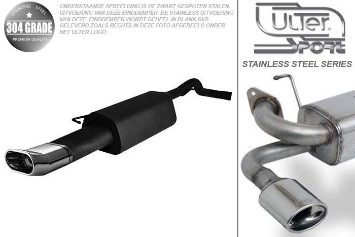 Ulter Sport, Einddemper, Geheel RVS, Enkel plat ovaal 145x75mmDTM, Skoda, OCTAVIA, 1.8T 110kW, 1.9 Tdi 66/74/81/96kW, 1.9 Sdi 50kW, 10/96-05, HATCHBACK. COMBI, Pasklaar, Past op originele middendemper/katalysator