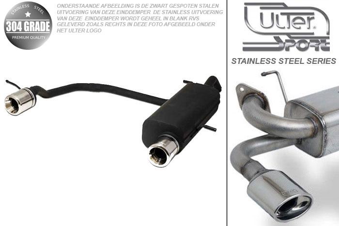 Ulter Sport, Einddemper L+R, Geheel RVS, Enkel Rond 100mm, Citroen, C3, 1.1 44kW, 2002-, Pasklaar, Past op originele middendemper/katalysator