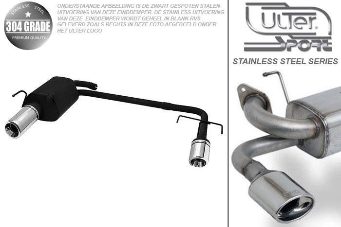 Ulter Sport, Einddemper L+R, Geheel RVS, Enkel Rond 100mm, Opel, VECTRA-C, 1.6 16V 74kW, 1.8 16V 81/90kW, 2.2 16V 108kW, 2.0 DTI 74kW, 2.2 DTI 86/92kW, 09/02- 05  SEDAN, Pasklaar, Past op originele middendemper/katalysator