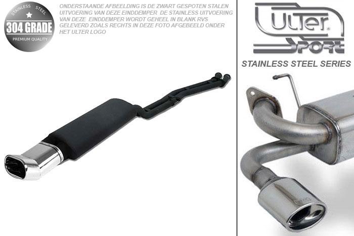Ulter Sport, Einddemper, Geheel RVS, Enkel plat ovaal 145x75mmDTM, BMW, E30  6-CYL., 320i 95kW, 325i 125kW, 1985-1990, without 24V, SEDAN +TOURING, Pasklaar, Past op originele middendemper/katalysator