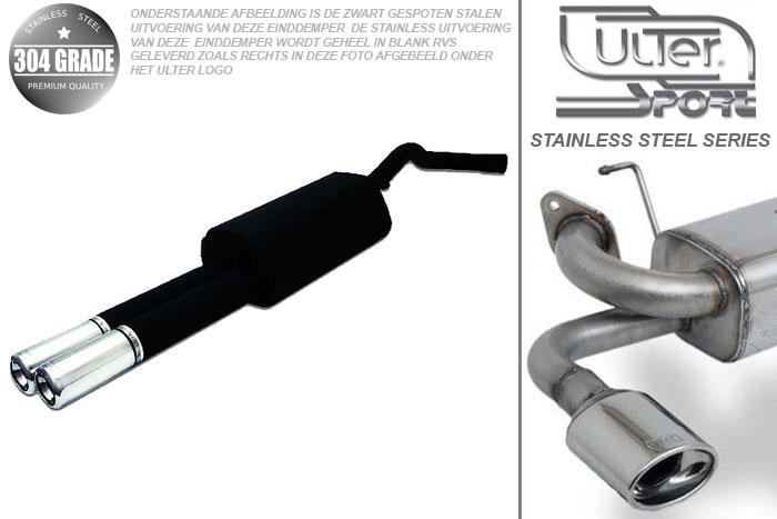 Ulter Sport, Einddemper, Geheel RVS, Dubbel Rond 80mm, Audi, AUDI  A4, 1.6 74kW, 1.8 92kW, 1.8T 110kW, 1.9 TDi 66/81/85kW, 11/94-09/01  SEDAN + AVANT, Pasklaar, Past op originele middendemper/katalysator