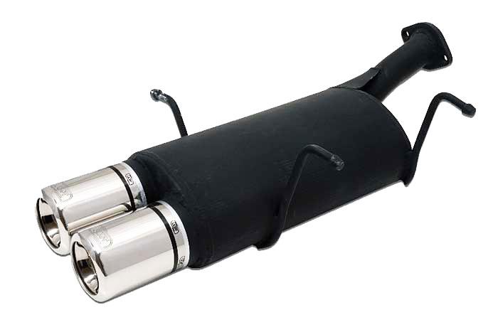 Ulter Sport, Einddemper, Staal, Dubbel Rond 80mm, Suzuki, SWIFT, 1.0 37/39/41kW, 1.3 47//50/52/54kW, 89-05  SEDAN, Past op originele middendemper/katalysator