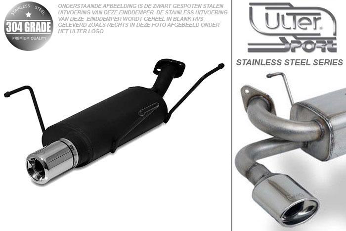 Ulter Sport, Einddemper, Geheel RVS, Enkel Rond 80mm, Nissan, ALMERA, 1.4 55/64kW, 1.6 66/73kW, 07/95-02/00   HATCHBACK, Pasklaar, Past op originele middendemper/katalysator