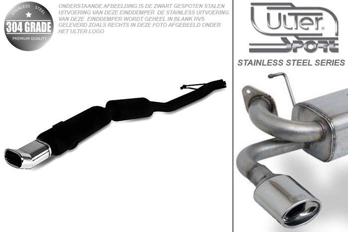 Ulter Sport, Einddemper, Geheel RVS, Enkel plat ovaal 145x75mmDTM, BMW, E34, 525i 125kW, 09/87-90 SEDAN, Pasklaar, Past op originele middendemper/katalysator