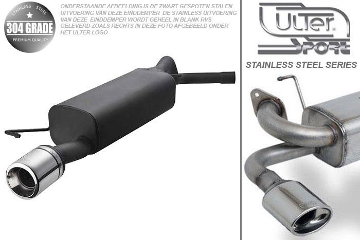 Ulter Sport, Einddemper, Geheel RVS, Enkel Rond 100mm, Audi, TT typ 8N, 1.8 T 110/120/132/140kW, 98-06, COUPE + CABRIO, Pasklaar, Past op originele middendemper/katalysator