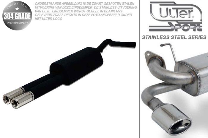 Ulter Sport, Einddemper, Geheel RVS, Dubbel Rond 80mm, VW, BORA / BORA VARIANT, GOLF IV VARIANT, 1.4 55kW,  1.6 74/75/77/81kW, 1.8T 110kW, 2.0 85kW,  1.9 SDi 50kW, 1.9 TDi 66/74/81/96/110kW, 99-, Pasklaar, Past op originele middendemper/katalysator