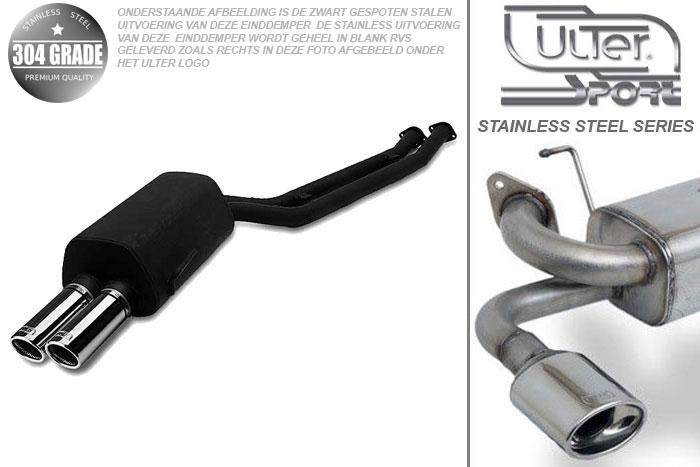 Ulter Sport, Einddemper, Geheel RVS, Dubbel Rond 70mm, BMW, E36 325 24V, 2.5 24V 141kW, 12/90-12/95, SEDAN.TOURING.CABRIO.COUPE, Pasklaar, Past op originele middendemper/katalysator