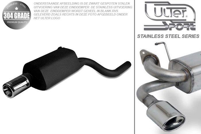 Ulter Sport, Einddemper, Geheel RVS, Enkel Rond 100mm, BMW, E39, 520 100/110kW, 523 120/125kW, 528 142kW, 525 TDS 105kW, 97-   SEDAN.TOURING, Pasklaar, Past op originele middendemper/katalysator