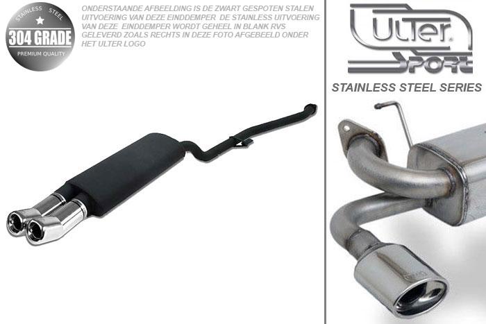 Ulter Sport, Einddemper, Geheel RVS, Dubbel Rond 80mm DTM, BMW, E30   4-CYL., 316i 73kW, 318i 75kW, 09/87-08/91, SEDAN +TOURING, Pasklaar, Past op originele middendemper/katalysator