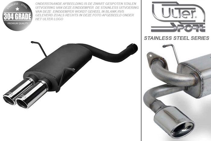 Ulter Sport, Einddemper, Geheel RVS, Dubbel Rond 70mm, BMW, E46, 320i 110kW, 323i 125kW, 328i 142kW, 98- SEDAN. COUPE. TOURING, Pasklaar, Past op originele middendemper/katalysator