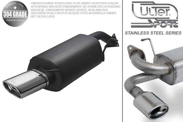 Ulter Sport, Einddemper, Geheel RVS, Enkel plat ovaal 145x75mm, Volvo, VOLVO, S40 / V40, 1.9 TD 75kW / 85kW, 01-, Pasklaar, Past op originele middendemper/katalysator
