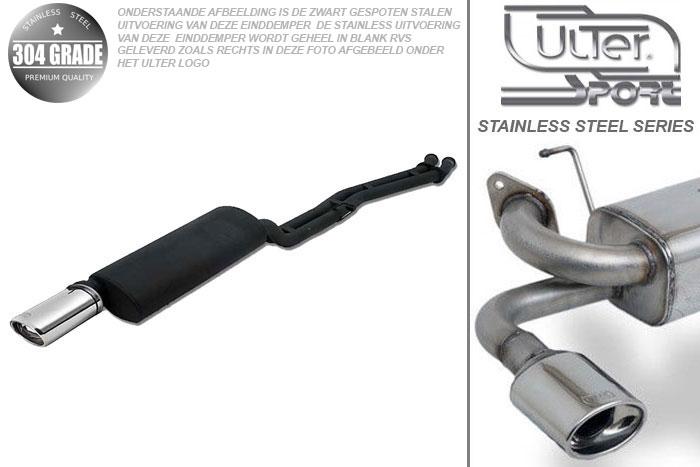 Ulter Sport, Einddemper, Geheel RVS, Enkel Ovaal 120x80mm, BMW, E30  6-CYL., 320i 95kW, 325i 125kW, 1985-1990, without 24V, SEDAN +TOURING, Pasklaar, Past op originele middendemper/katalysator