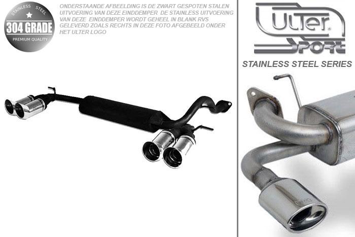 Ulter Sport, Einddemper L+R, Geheel RVS, Dubbel Rond 80mm DTM, Honda, CRX DEL SOL, 1.6 16V 92kW, 09/92-, Pasklaar, Past op originele middendemper/katalysator