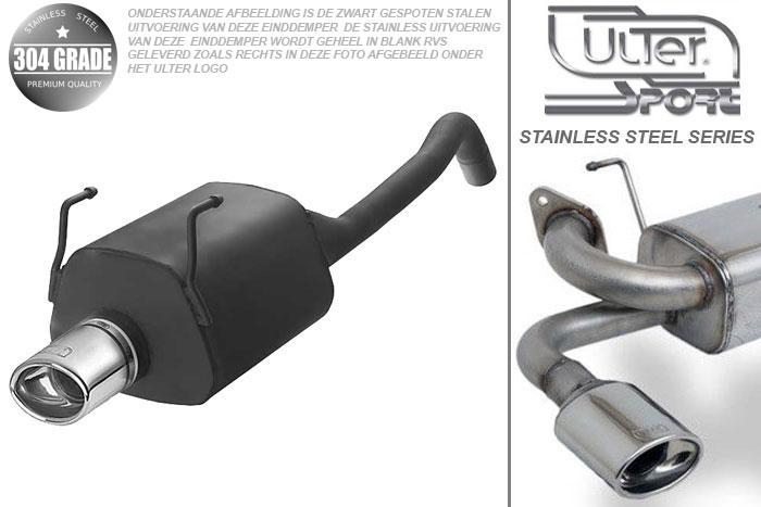 Ulter Sport, Einddemper, Geheel RVS, Enkel Ovaal 120x80mm, Fiat, FIAT 500, 1.2 51kW, 1.4 74kW, 2007-, Pasklaar, Past op originele middendemper/katalysator