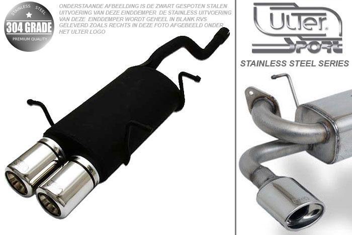 Ulter Sport, Einddemper, Geheel RVS, Dubbel Rond 80mm, Suzuki, SWIFT, 1.0 37/39/41kW, 1.3 47//50/52/54kW, 89-05   HATCHBACK, Pasklaar, Past op originele middendemper/katalysator