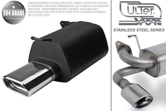 Ulter Sport, Einddemper, Geheel RVS, Enkel plat ovaal 145x75mm, Mazda, Mazda 6 WAGON, 1.8i 88kW. 2.0i 103kW, 2.0 CiTD 88/100kW, 2002-, Pasklaar, Past op originele middendemper/katalysator