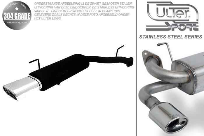 Ulter Sport, Einddemper, Geheel RVS, Enkel plat ovaal 145x75mm, Opel, VECTRA-B, 1.6 16V 74kW, 1.8 16V 85kW, 2.0 16V 100kW, 09/95-09/99, Hatchback.   Sedan, Pasklaar, Past op originele middendemper/katalysator