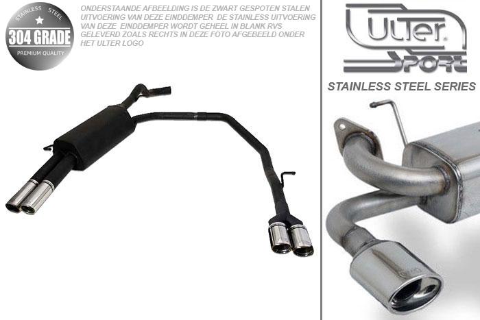 Ulter Sport, Einddemper L+R, Geheel RVS, Dubbel Rond 70mm, Skoda, OCTAVIA, 1.8T 110kW, 1.9 Tdi 66/74/81/96kW, 1.9 Sdi 50kW, 10/96-05, HATCHBACK. COMBI, Pasklaar, Past op originele middendemper/katalysator