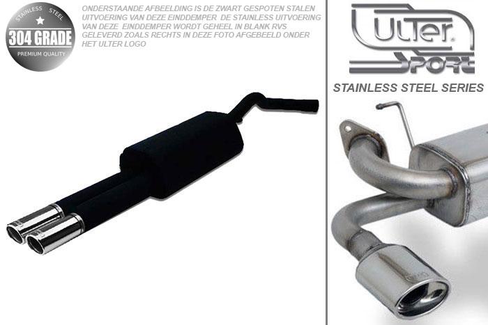 Ulter Sport, Einddemper, Geheel RVS, Dubbel Rond 70mm, Audi, AUDI  A4, 1.6 74kW, 1.8 92kW, 1.8T 110kW, 1.9 TDi 66/81/85kW, 11/94-09/01  SEDAN + AVANT, Pasklaar, Past op originele middendemper/katalysator