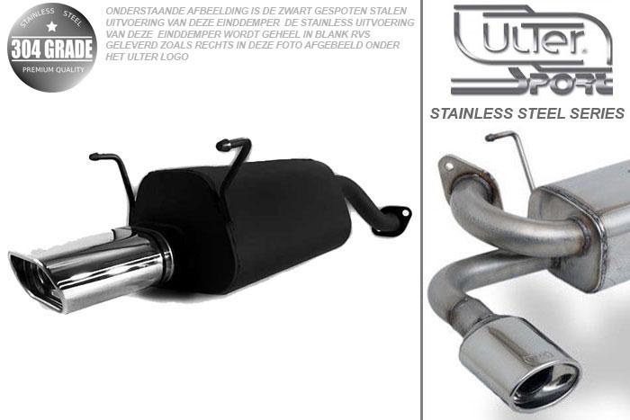 Ulter Sport, Einddemper, Geheel RVS, Enkel plat ovaal 145x75mmDTM, Honda, CRX DEL SOL, 1.6 16V 92kW, 09/92-, Pasklaar, Past op originele middendemper/katalysator