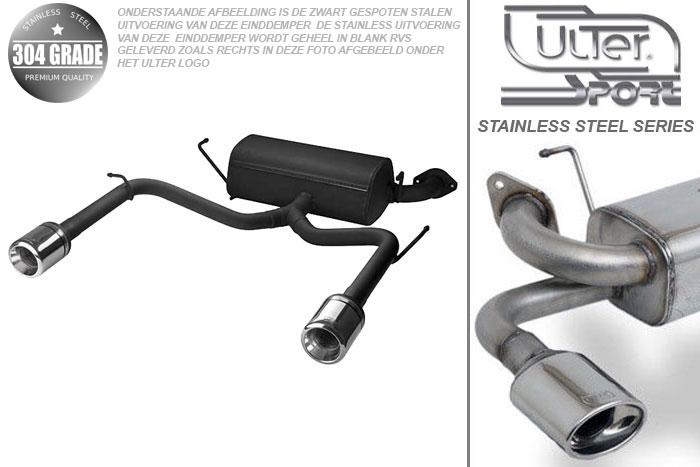 Ulter Sport, Einddemper L+R, Geheel RVS, Enkel Rond 100mm, Toyota, CELICA T23, 1.8 VVT-i 105kW, 1999-, Pasklaar, Past op originele middendemper/katalysator