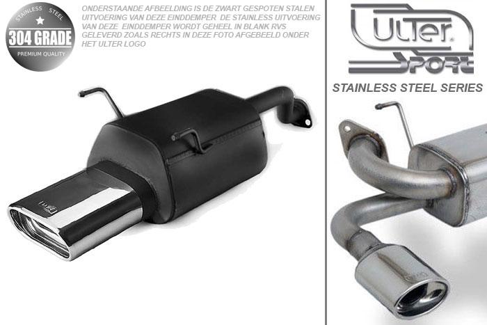 Ulter Sport, Einddemper, Geheel RVS, Enkel plat ovaal 145x75mm*, Honda, CIVIC V, 1.5i 16V 66kW, 1.6i 16V 92kW, 92-96   SEDAN, COUPE EJ1 EJ2, Pasklaar, Past op originele middendemper/katalysator