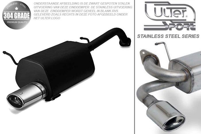Ulter Sport, Einddemper, Geheel RVS, -Enkel Ovaal 95x65mm, Chevrolet, LACETTI, 1.4 16V, 04-, HATCHBACK, Pasklaar, Past op originele middendemper/katalysator