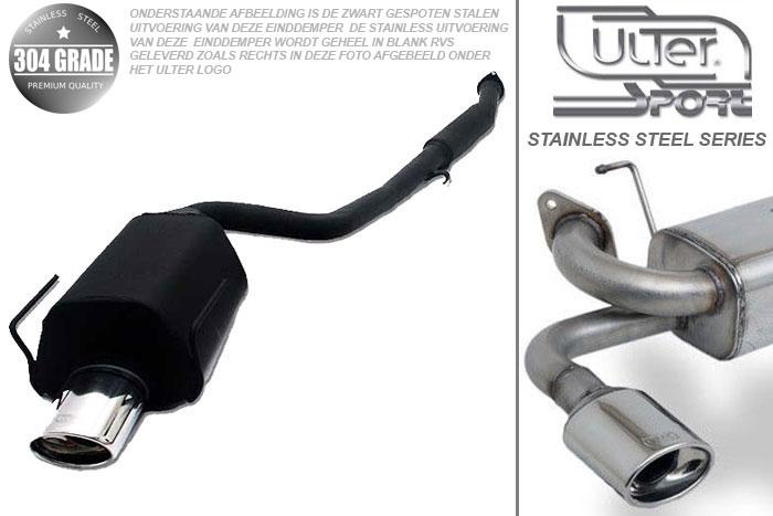 Ulter Sport, Einddemper, Geheel RVS, Enkel Ovaal 120x80mm, BMW, E36, 318is 103kW, 90-97, SEDAN.TOURING.CABRIO.COUPE, Pasklaar, Past op originele middendemper/katalysator