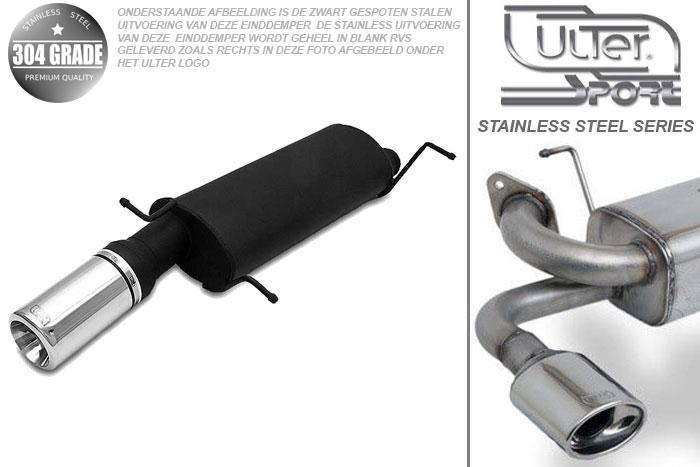 Ulter Sport, Einddemper, Geheel RVS, Enkel Rond 100mm, Citroen, XSARA, 1.4i 55kW, 1.6i 65kW, 1.8i 66/74kW, 07/97-02/99   HATCHBACK, Pasklaar, Past op originele middendemper/katalysator