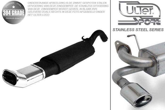 Ulter Sport, Einddemper, Geheel RVS, Enkel plat ovaal 145x75mmDTM, VW, GOLF II, 1.8 66/69kW, 1.8 GTi 82kW, 85-92, Pasklaar, Past op originele middendemper/katalysator