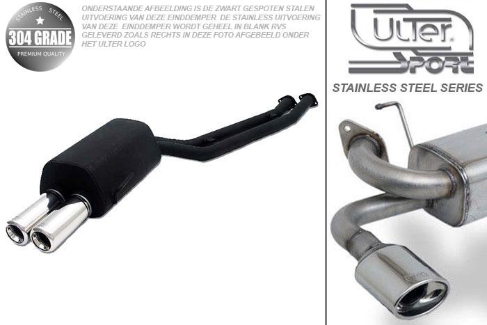 Ulter Sport, Einddemper, Geheel RVS, Dubbel Rond 80mm, BMW, E36 325 24V, 2.5 24V 141kW, 12/90-12/95, SEDAN.TOURING.CABRIO.COUPE, Pasklaar, Past op originele middendemper/katalysator