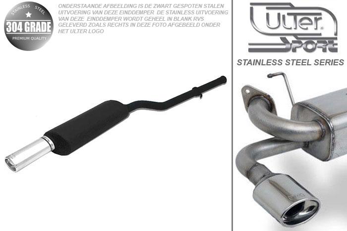 Ulter Sport, Einddemper, Geheel RVS, Enkel Ovaal 95x65mm, BMW, E36, 316i 73kW, 318i 85kW, 12/90-12/98, SEDAN.TOURING.CABRIO.COUPE, Pasklaar, Past op originele middendemper/katalysator