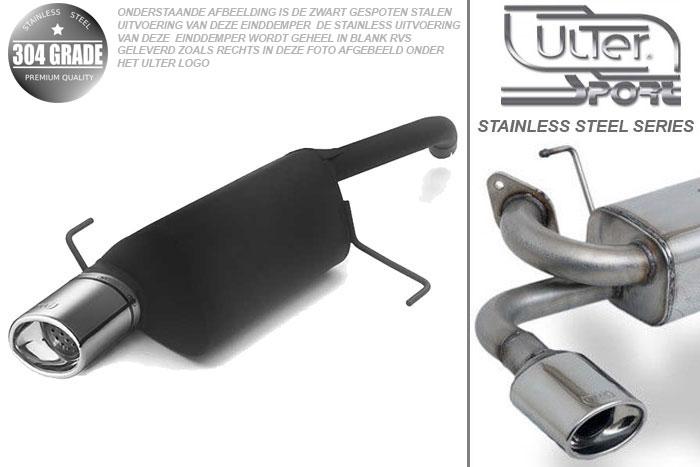 Ulter Sport, Einddemper, Geheel RVS, Enkel Ovaal 120x80mm, Alfa Romeo, 147, 1.6 TWIN SPARK 16V 77/88kW, 2.0 TWIN SPARK 16V 110kW, 09/2000-, Pasklaar, Past op originele middendemper/katalysator
