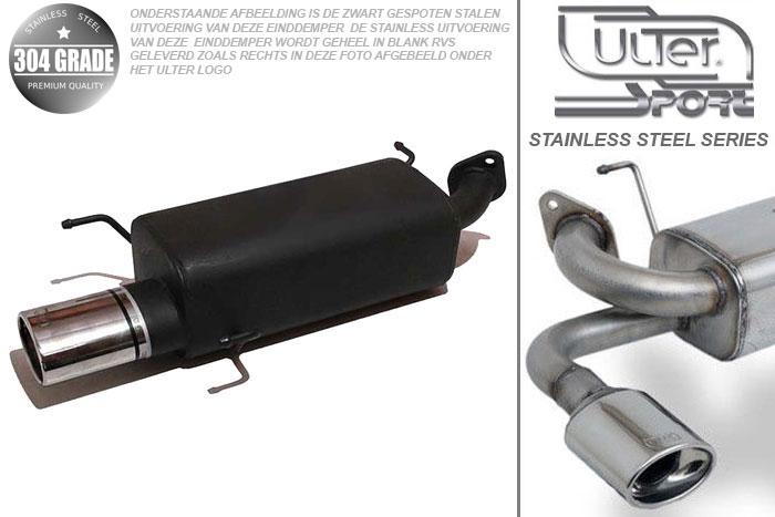 Ulter Sport, Einddemper, Geheel RVS, Enkel Ovaal 120x80mm, Suzuki, SWIFT, 1.3i 16V 68kW, 1.5i 16V 75kW, 2005-, Pasklaar, Past op originele middendemper/katalysator