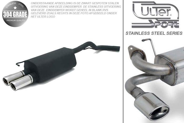 Ulter Sport, Einddemper, Geheel RVS, Dubbel Rond 70mm, Audi, AUDI A3, 1.9 TDi 66/74/81/96kW, 1.6 74/75kW, 1.8 92kW, 09/96-05/03, Pasklaar, Past op originele middendemper/katalysator