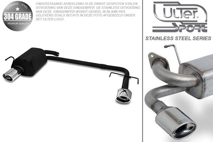 Ulter Sport, Einddemper L+R, Geheel RVS, Enkel Ovaal 120x80mm, Opel, VECTRA-C, 1.6 16V 74kW, 1.8 16V 81/90kW, 2.2 16V 108kW, 2.0 DTI 74kW, 2.2 DTI 86/92kW, 09/02- 05  SEDAN, Pasklaar, Past op originele middendemper/katalysator
