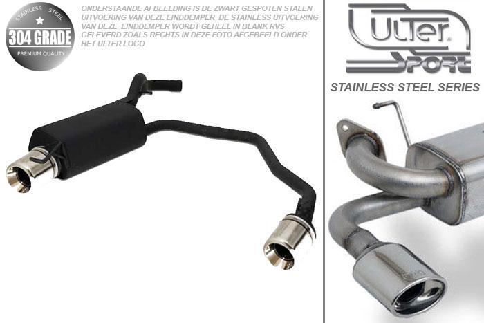 Ulter Sport, Einddemper L+R, Geheel RVS, Enkel Rond 100mm **, VW, GOLF IV, 1.8T 110kW, 1.9 SDi 50kW, 10/97-06/04, Pasklaar, Past op originele middendemper/katalysator