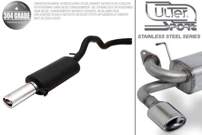 Ulter Sport, Einddemper, Geheel RVS, Enkel Ovaal 95x65mm, Seat, IBIZA, 1.0 37kW, 1.4 16V 55kW, 00-02, Pasklaar, Past op originele middendemper/katalysator