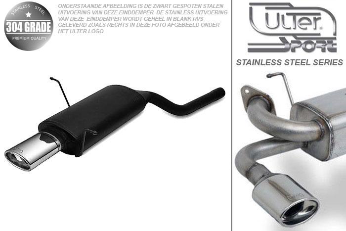 Ulter Sport, Einddemper, Geheel RVS, Enkel Ovaal 120x80mm, BMW, E46, 316i 77/85kW, 318i 87/105kW, 99-05  SEDAN. TOURING. COUPE, Pasklaar, Past op originele middendemper/katalysator