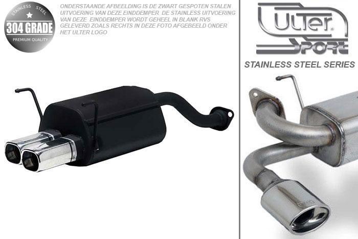 Ulter Sport, Einddemper, Geheel RVS, Dubbel Rechthoek 80x65mm, Honda, CIVIC VII, 1.4 16V 66kW, 1.6 16V 81kW, 2002-2006, HATCHBACK, Pasklaar, Past op originele middendemper/katalysator