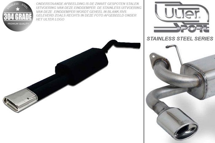 Ulter Sport, Einddemper, Geheel RVS, Enkel plat ovaal 145x75mm, Audi, AUDI  A4, 2.6 V6 110kW, 2.8 V6 128kW, 2.5 TDi V6 110kW, 1997-2001  SEDAN + AVANT, Pasklaar, Past op originele middendemper/katalysator